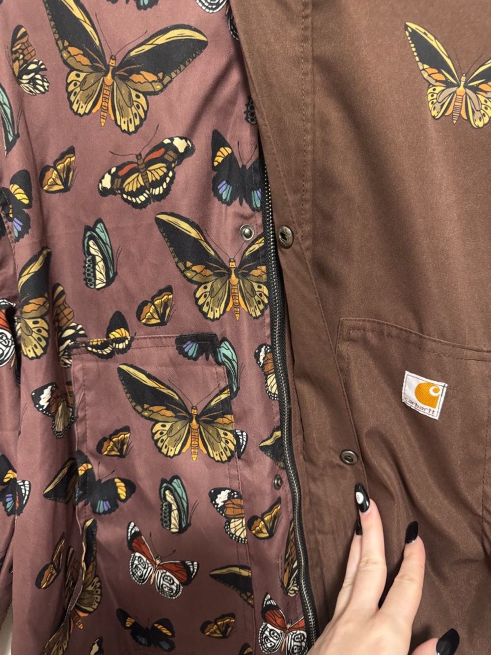 Carhartt Butterfly Button-Up Jacket in Brown & Mauve - Picture 5 of 10
